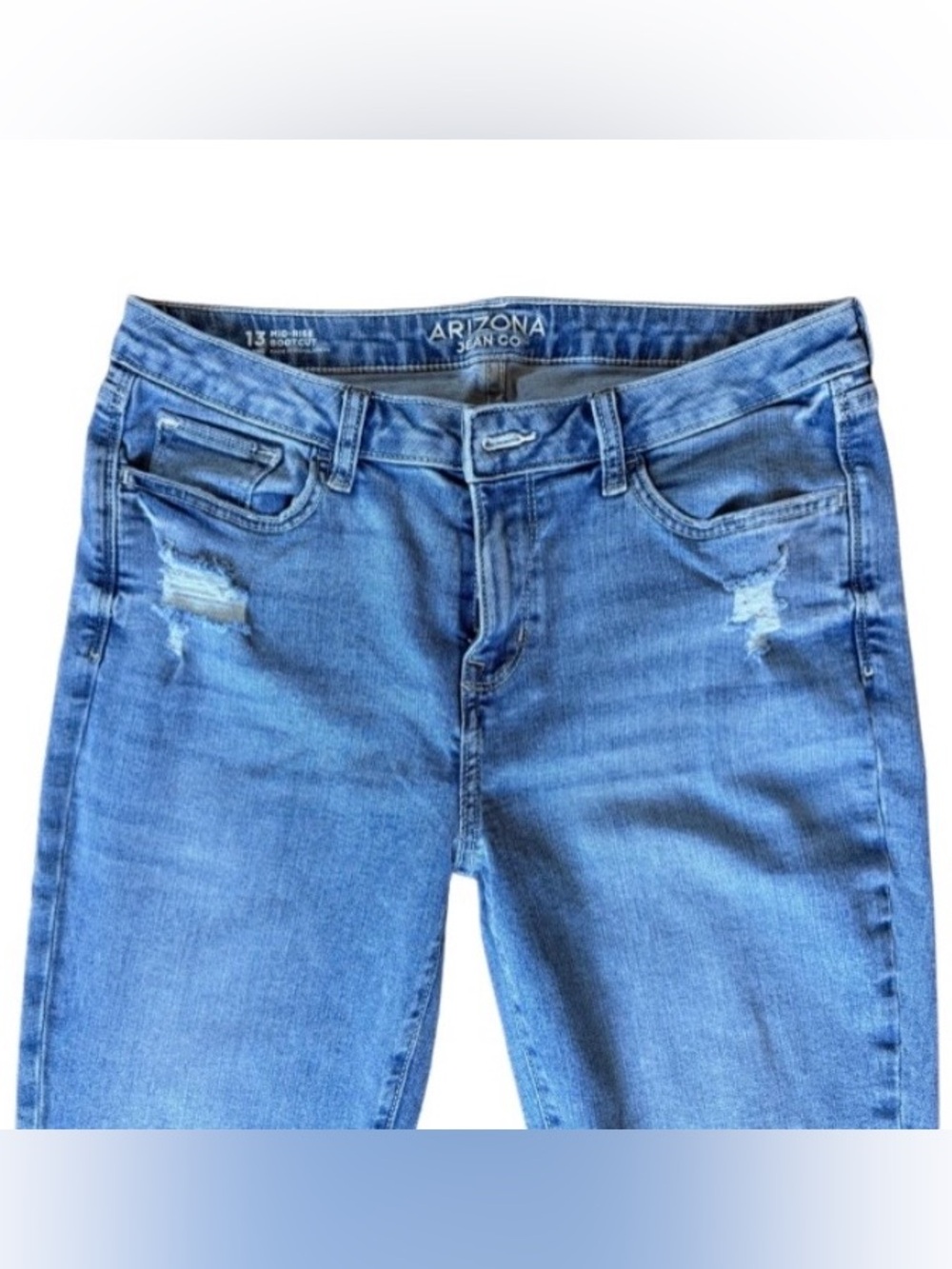 Arizona Jean Co. Mid Rise Bootcut Distressed Jeans - Picture 3 of 7